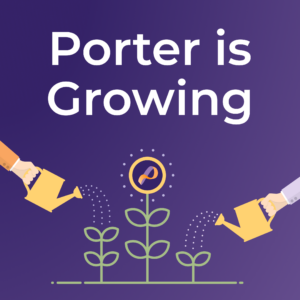 Illustration of plants growing with Porter logo